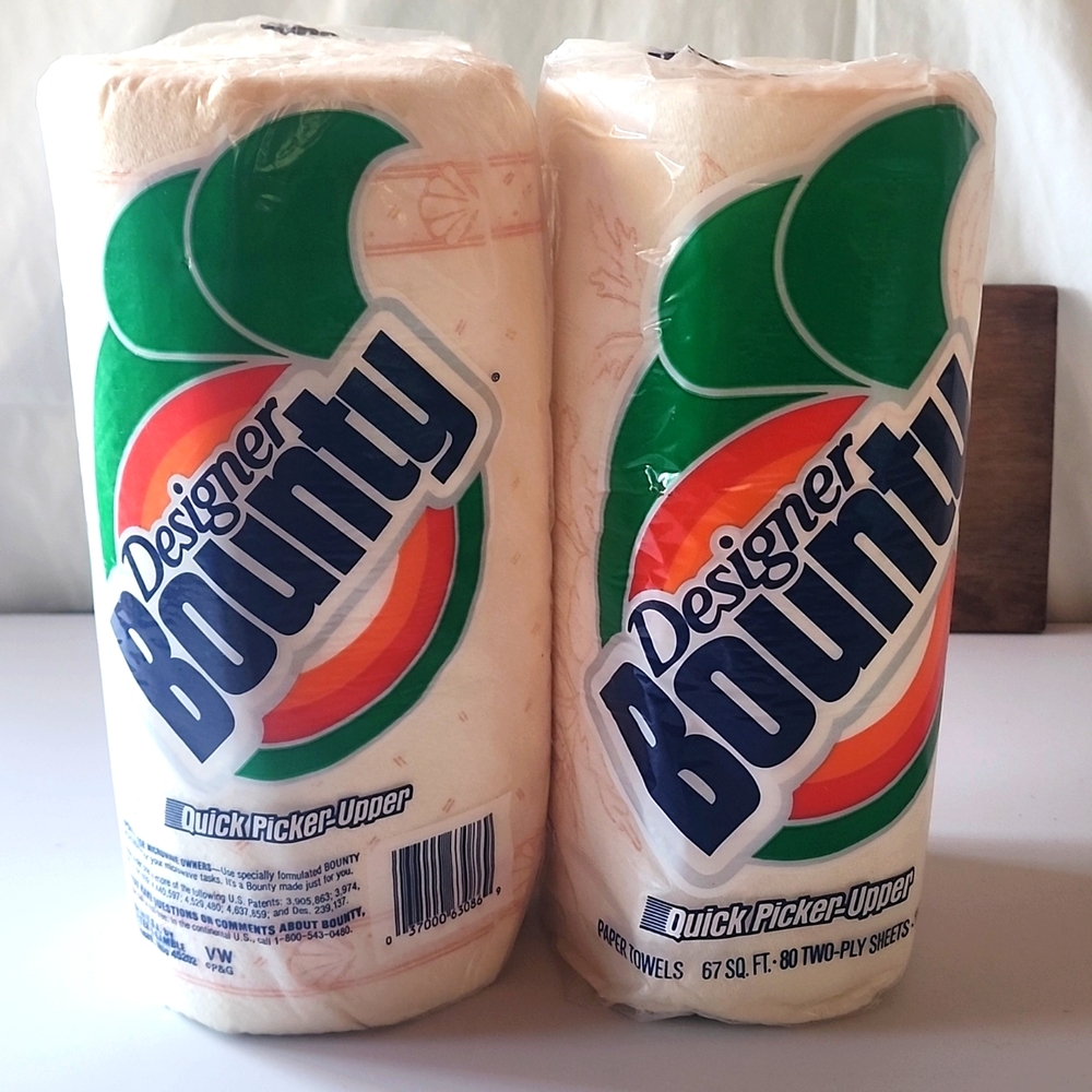 NWT. Rare VTG. 2 piece Bounty Designer Paper Towels. 90s Movie Prop. Made in USA